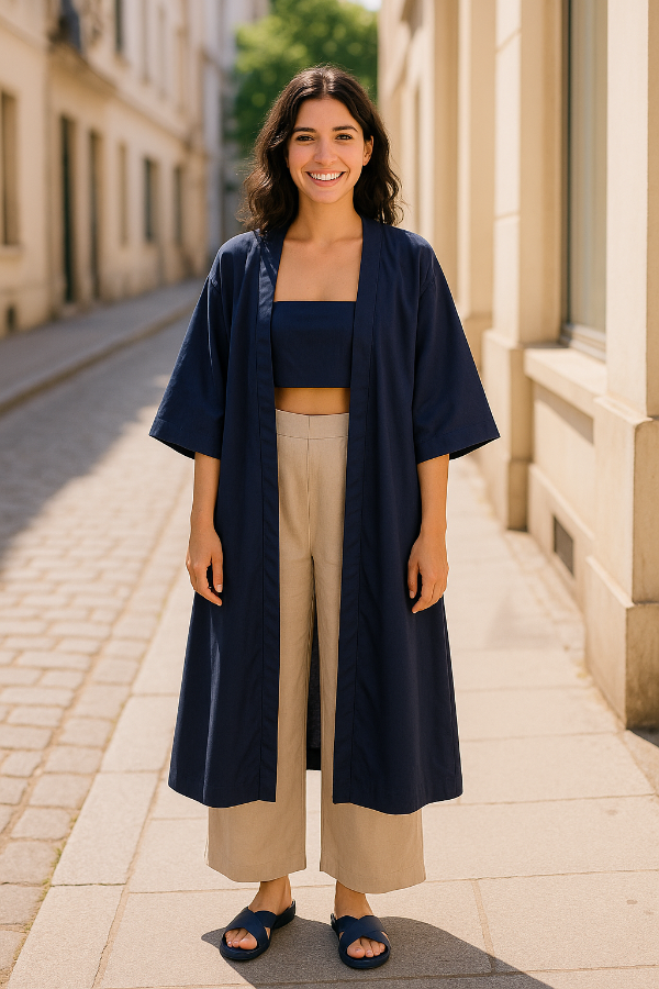 Producto - Kimono amplio azul marino