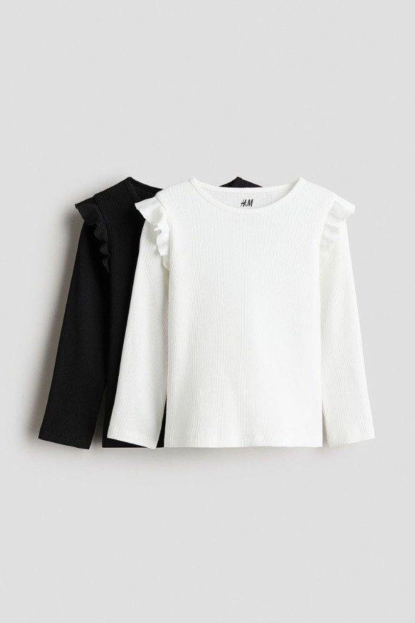 Producto - Pack x 2 remeras HyM con volado blanca y negra - 0