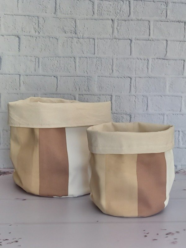 Producto - Set de Canastos Redondos Rayas Beige