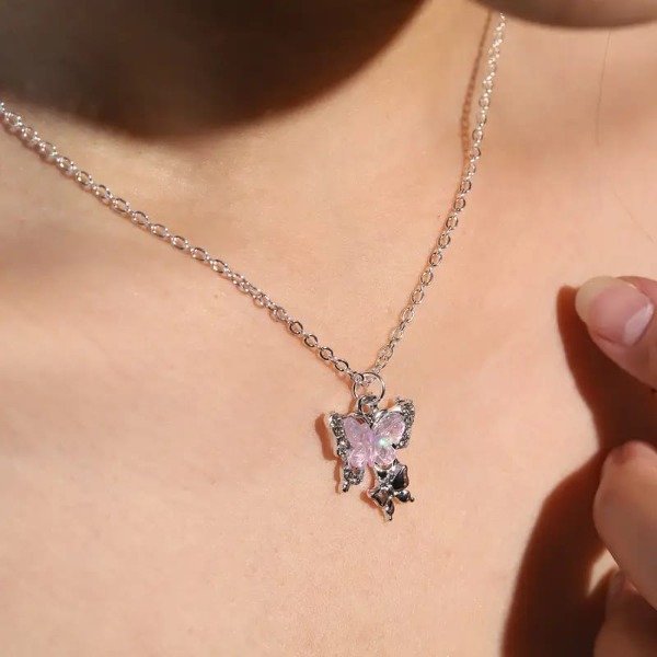 Producto - Collar Mariposa brillante plateado - Acero