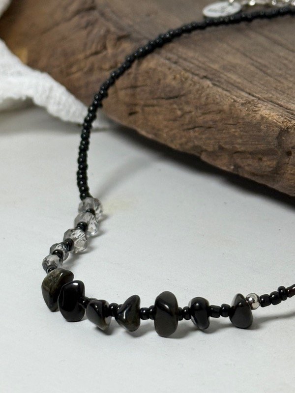 Producto - Collar GARGANTILLA obsidiana dorada