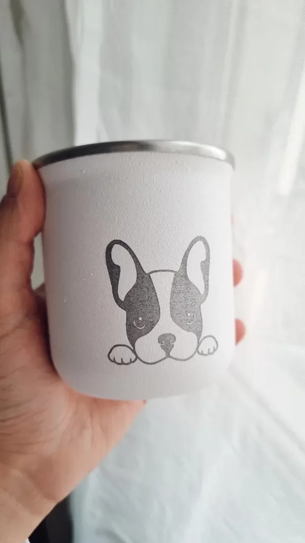 Producto - Mate blanco perro bull