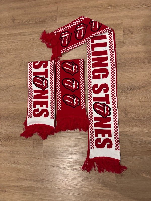 Producto - BUFANDA STONES ROJA Y BLANCA