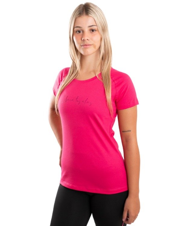 Producto - REMERA MIA ALGODON CON ESTAMPA "Libera tus alas" / Fucsia