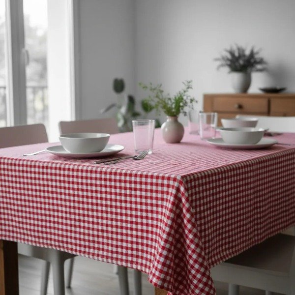 Producto - Mantel a Cuadros Cuadrillé de Algodón 250 x 150 cm Estilo Campo e Italiano