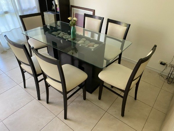 Producto - MESA DE DISEÑO C/DET 160x85 CON 6 SILLAS DET EN TAPIZADO. PRECIO POR TODO #10558