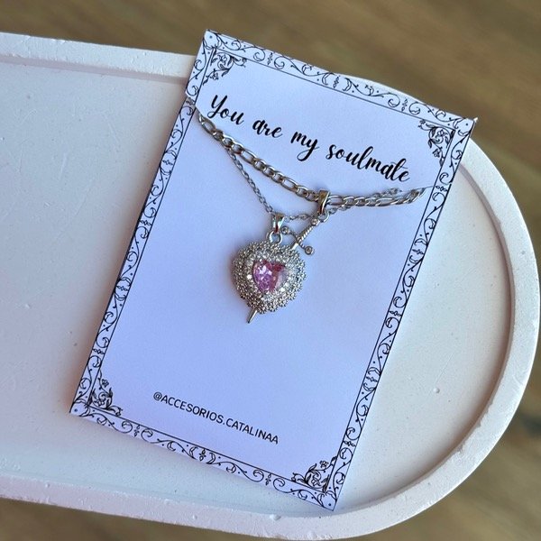 Producto - Cadenitas espada y corazón rosa I