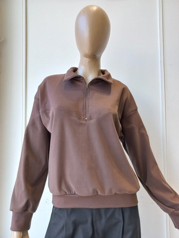 Producto - Buzo con cierre y recorte Tri V combinado "Tini" Ribb (Art. 6165)