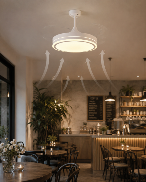 Producto - Ventilador de techo con luz LED regulable y aspas transparentes