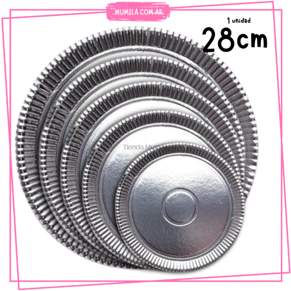 Producto - Bandeja Termoformada plato torta 28cm plateada