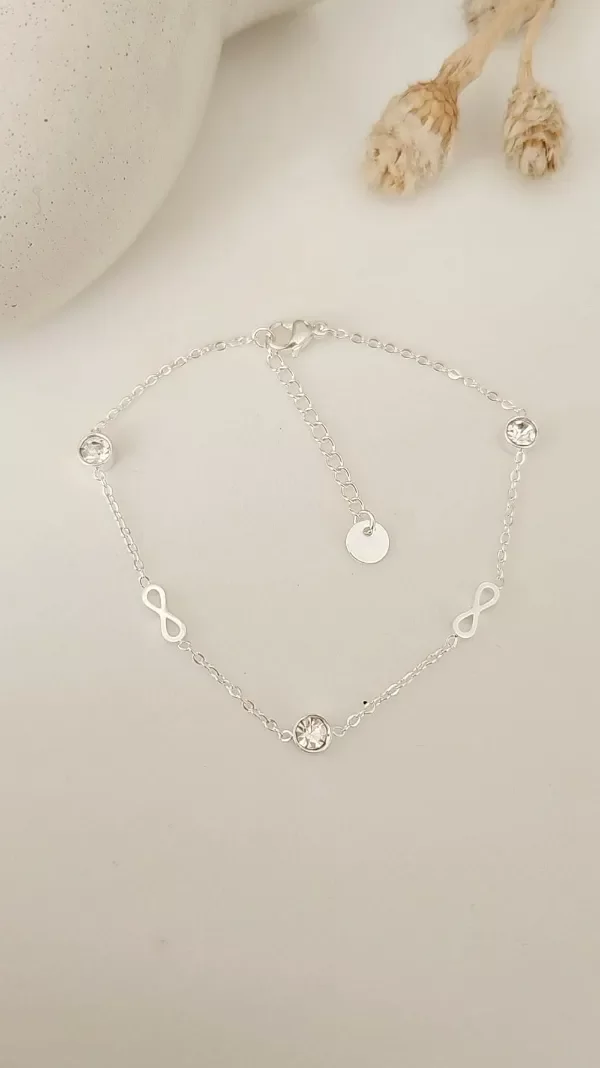 Producto - Pulsera dijes infinito mini y cubic ACERO BLANCO