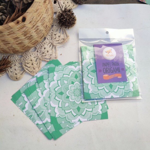 Producto - Mandala verde simple faz 10x10 24 papeles