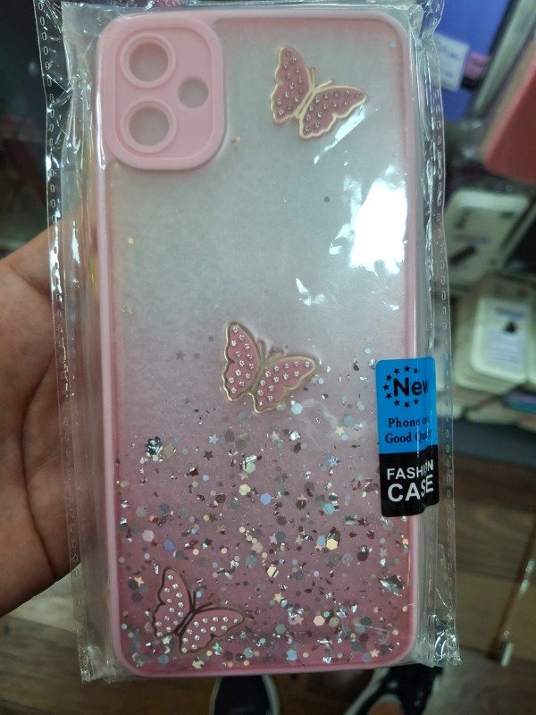 Producto - Transparente brillo mariposa rosa