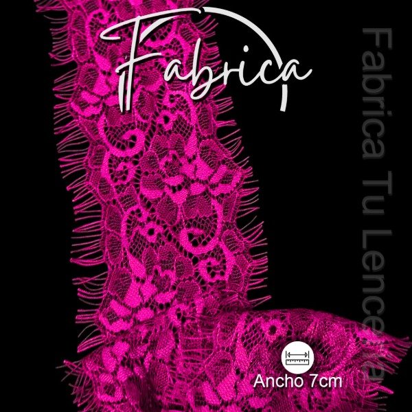 Producto - PS301 Puntilla Magenta Oscuro angosta rígida pelitos. Medida: 7cm (por metro)