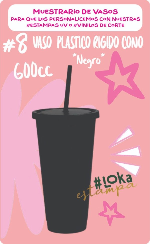 Producto - #8 Vaso Plástico Rígido Cono Negro x 600cc