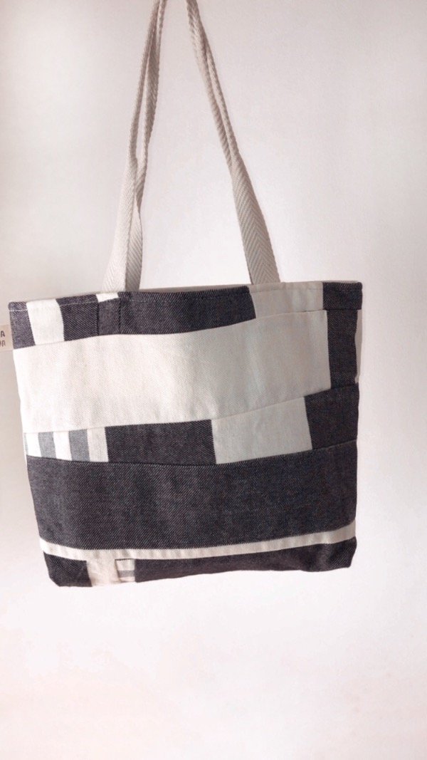 Producto - Cartera patchwork - crudo, gris y negro