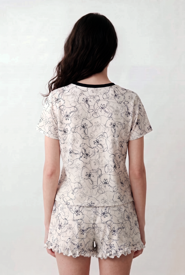 Producto - CHILL MOOD PIJAMA MANGA CORTA Y SHORT CON VOLADOS - 1