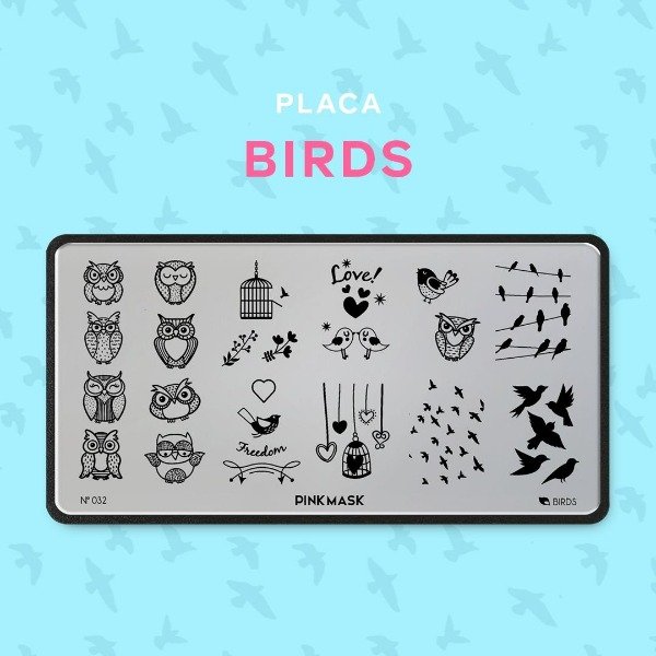 Producto - Placa Stamping Pink Mask Birds #32