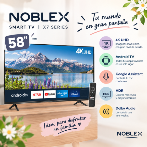Producto - SMART TV NOBLEX 58" X7 SERIES Android TV + Google Assistant