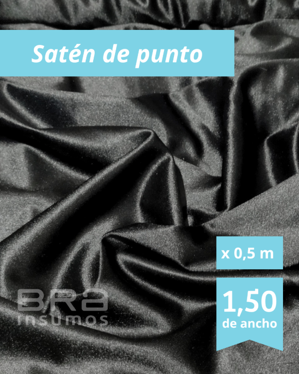 Producto - Satén de punto 1,50 m de Ancho - Negro (x 1/2 Metro)