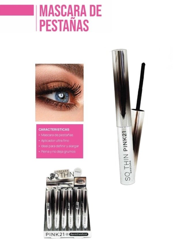 Producto - MASCARA PESTAÑA NEGRA PINCEL FINO PINK21