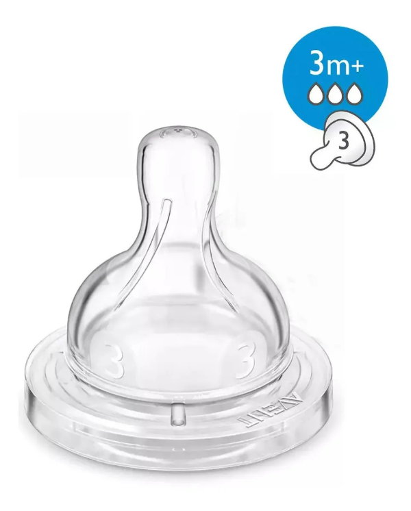 Producto - Tetina de flujo medio 3 orificios AVENT una unidad. +3m.