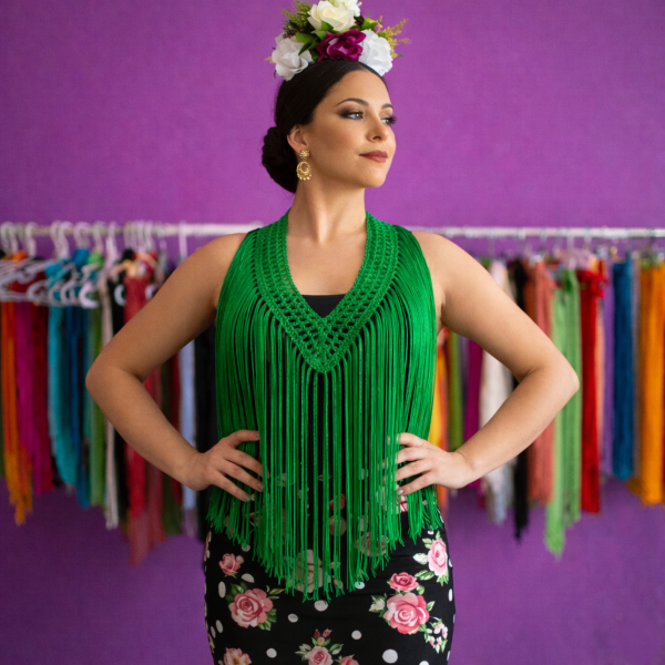 Producto - Tira De Flecos Escote en V 80 cm Verde