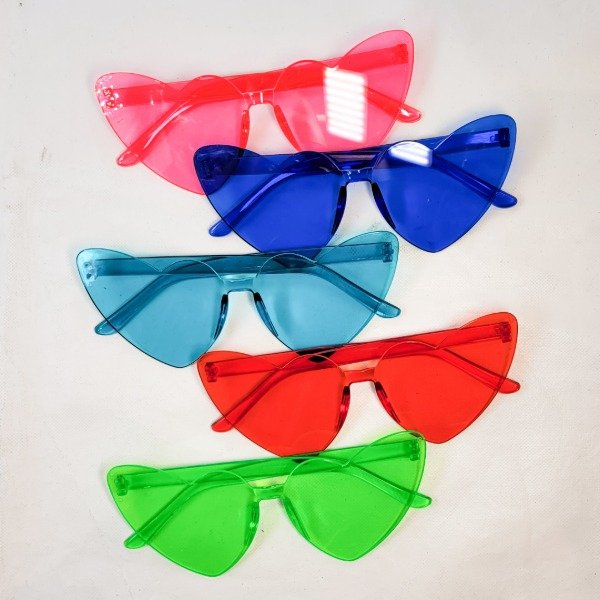 Producto - Lentes acrílicos con forma de corazon alargado colores surtidos x12un
