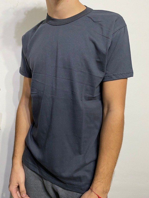 Producto - remera de algodon gris topo liso unisex