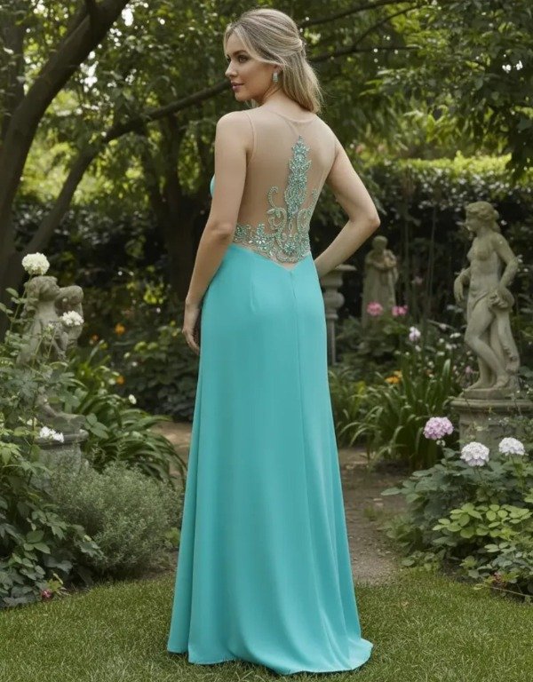 Vestido largo sirena sensual y delicado bordado espectacular — imagen 2