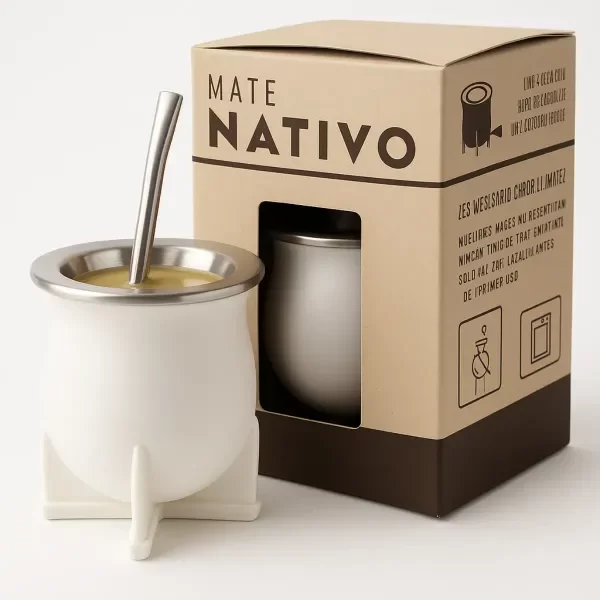 Producto - Mate Camionero Virola De Acero Termico Pvc Blanco