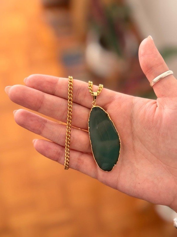 Producto - Collar Amor - Agata Verde con cadena AD 3