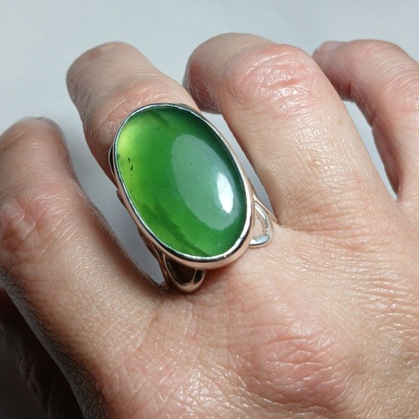 Producto - Anillo Plata 925 con Jade - Talle 18 - 8