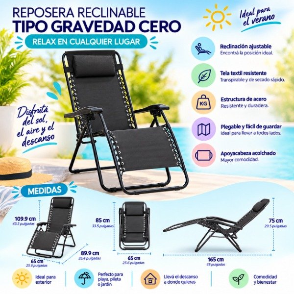 Producto - REPOSERAS RECLINABLE TIPO GRAVEDAD CERO