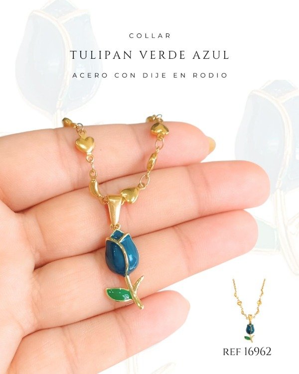 Producto - COLLAR TULIPAN VERDE AZUL REF 16962