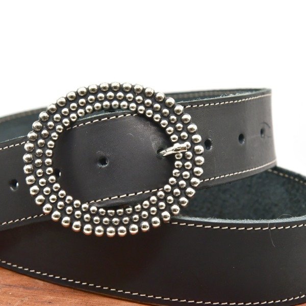 Producto - Cinturón hebilla oval texturada níquel