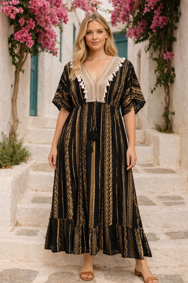 Producto - Vestidos Hindues Premium 55.000 Trans Hilos Metalizados Negro India Amplios