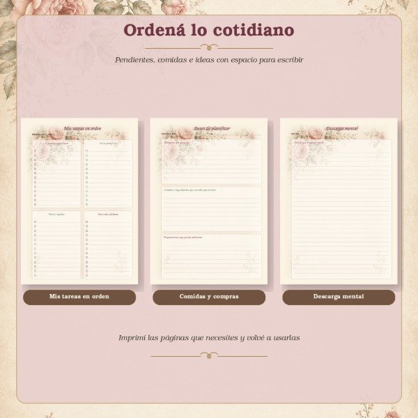 Producto - Kit de planificación imprimible Jardín de Rosas Vintage - A4 y A5 - 4