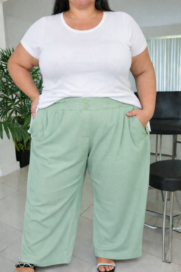 Producto - Pantalon Lino Oversize Con botones