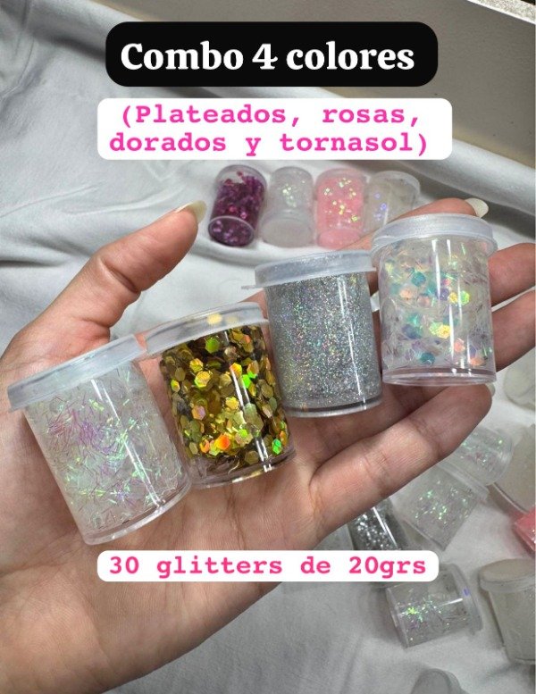 Producto - Combo 30 glitters en gel (4 colores mas vendidos)