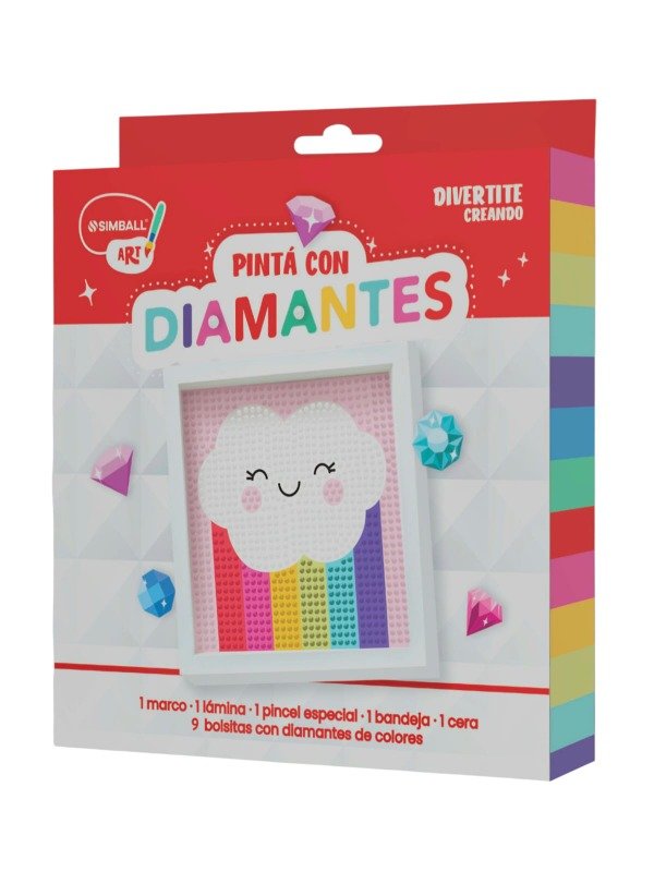 Producto - Kit Pinta Con Diamantes Simball 15x15cm + Marco - Nube