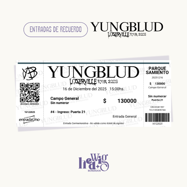 Producto - Entradas de recuerdo 14x6 SIMIL REALES - UNGBLUD Loserville 2025