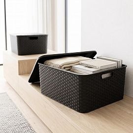 Producto - CANASTO RATTAN GIGANTE CON TAPA PLASTICO(58X48X24CM) - 0