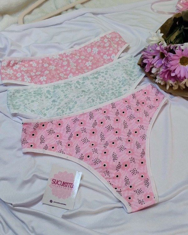 Producto - CULOTTE LESS DE ALGODÓN ESTAMPADAS - ROSAS, VERDE