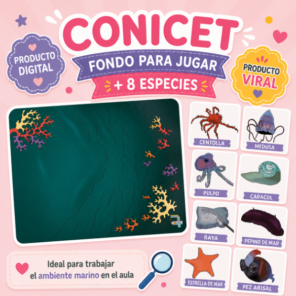 Producto - CONICET Fondo para Jugar Mar del Plata + 8 Especies IMPRIMIBLE