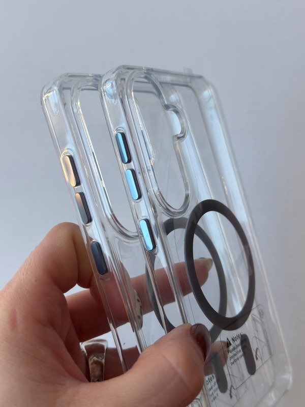 Producto - Case magsafe transparente con detalles en gris