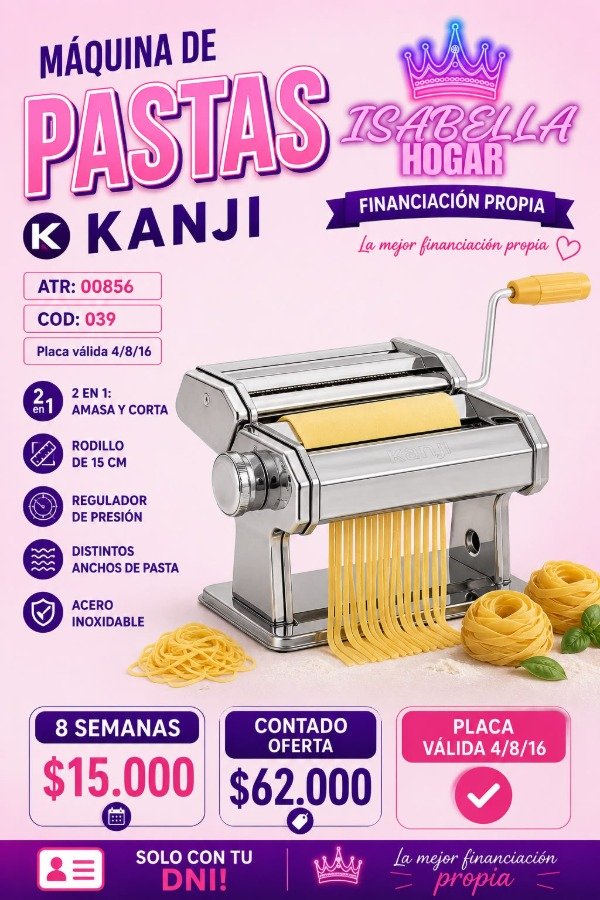 Producto - MAQUINA DE PASTAS KANJI - ART:00856
