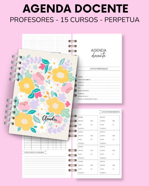 Producto - AGENDA DOCENTE PROFESORES 15 CURSOS