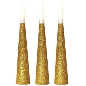 Producto - CORNETA DE PAPEL DORADA GLITTER - Bolsa x 6 unidades