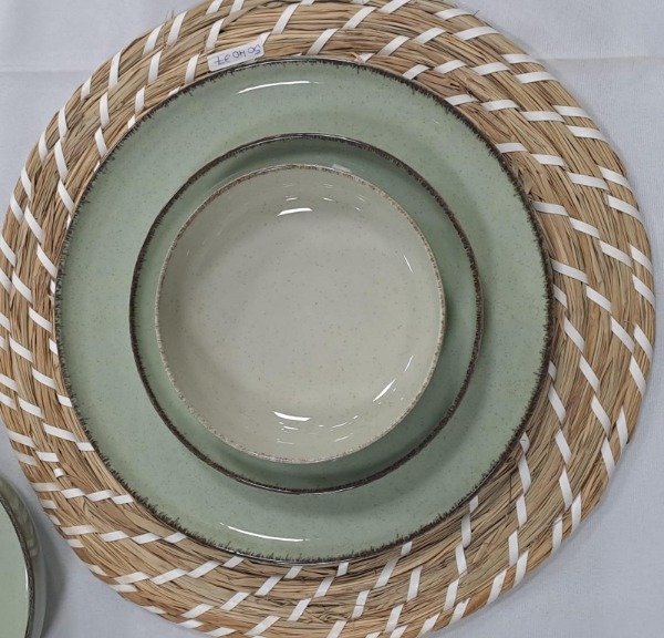 Producto - SET PLATOS IVORY GREEN BAT x4 o x 6
